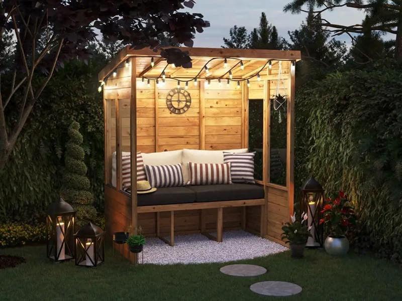 Dunster House Garden Arbour With Glazed Panels, W1.8m x D1.2m / W6' x D4', Pressure Treated, Apocallipo