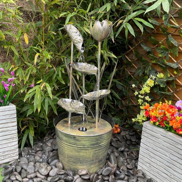 Tranquillity Water Features Zinc Flower Modern Metal Water Feature