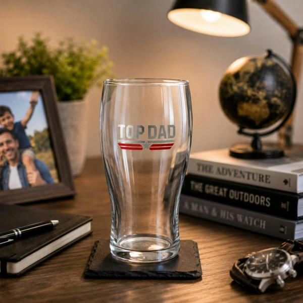 Widdop & Co Top Gun Top Dad Pint Glass Clear