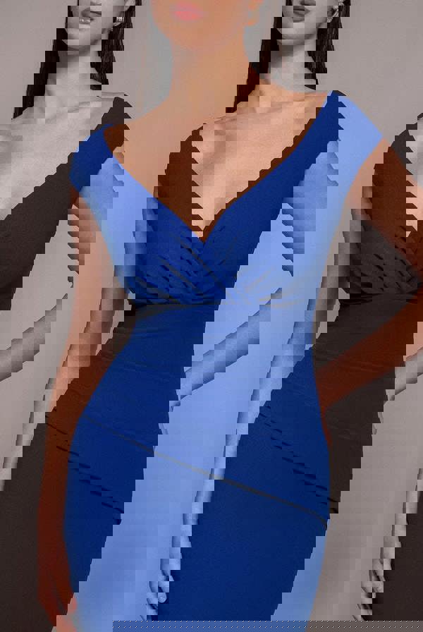 Bardot Pleated Maxi Dress - Royal Blue DR1092