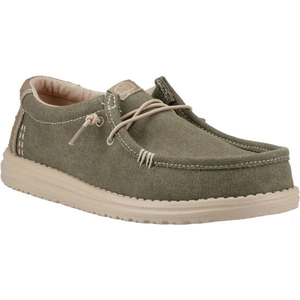HEYDUDE Wally Workwear Polyester Blend Men's Dusky Green/Irish Cream Moccasins Shoes
