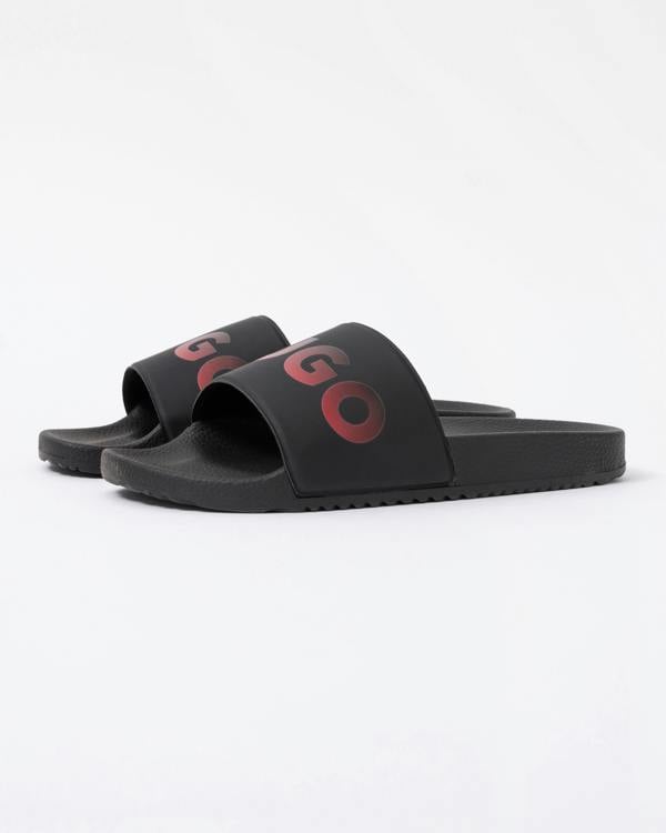 HUGO Timein Mens Gradient Logo Slides - Black 001