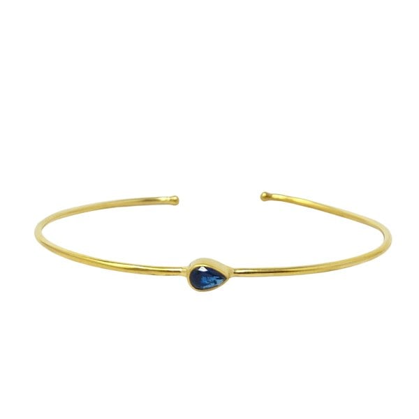 Sapphire September Birthstone Gold Plated Bangle