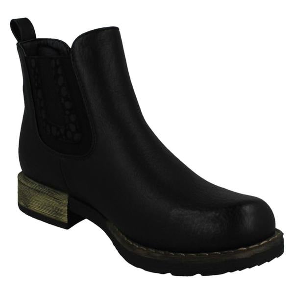 Spot On Ladies Spot On Chunky Low Heel Ankle Boots F51020