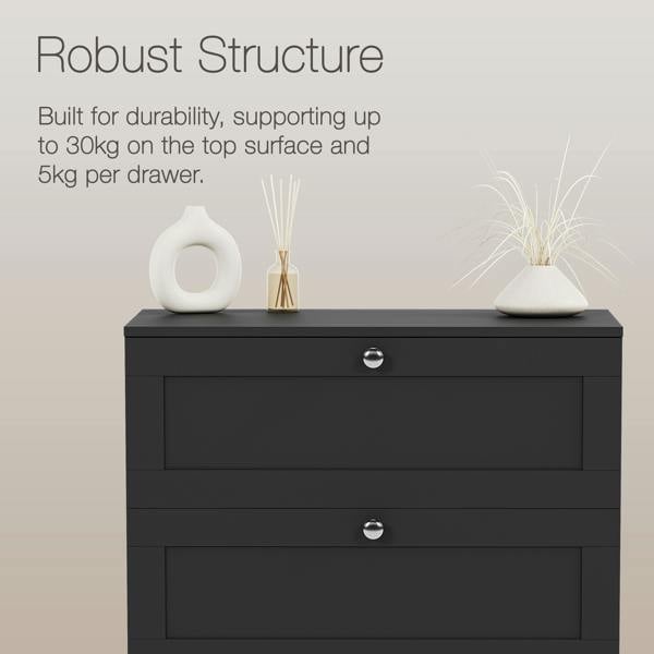 Vida Designs Altino 5 Drawer Chest, Black