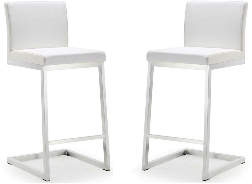 Furniture Edit Parma White Stainless Steel Counter Stool Set of 2