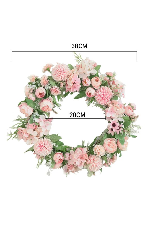 Living and Home Spring Artificial Peony Wreath Mixed Flowers for Wedding Decor