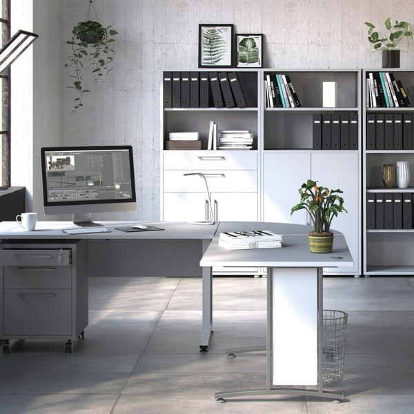 Furniture To Go Prima Bookcase 3 Shelves with 2 Doors in White