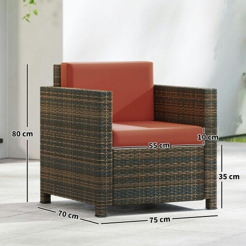 Wyld Haus Noette Faux Rattan Brown And Orange Garden Armchair With Cushion