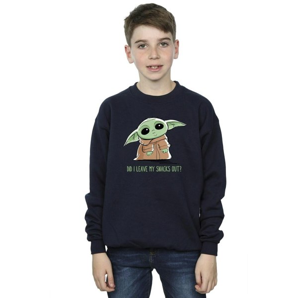 Star Wars Boys The Mandalorian Grogu Snacks Meme Sweatshirt - Navy Blue