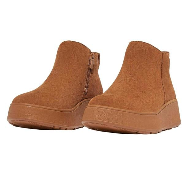 Fit Flop Womens/Ladies F-Mode Suede Flatform Side Zip Ankle Boots - Tan