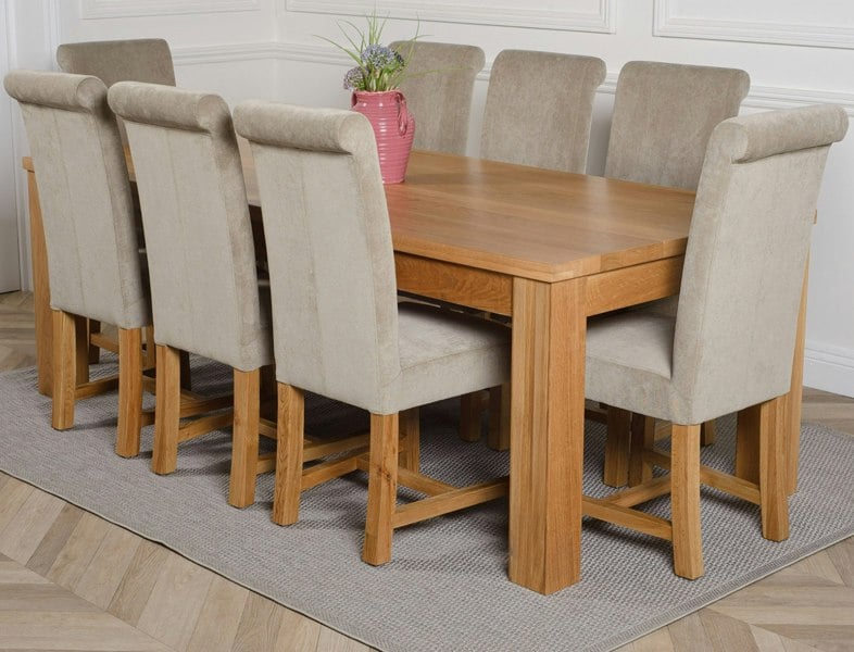 That's Furniture Dakota Extra Large Oak Dining Table with Washington Fabric Chairs