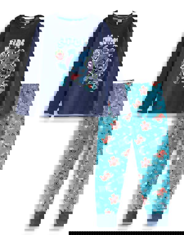 Lilo & Stitch Boys Blue Character Long Sleeve Long Leg Pyjama Set