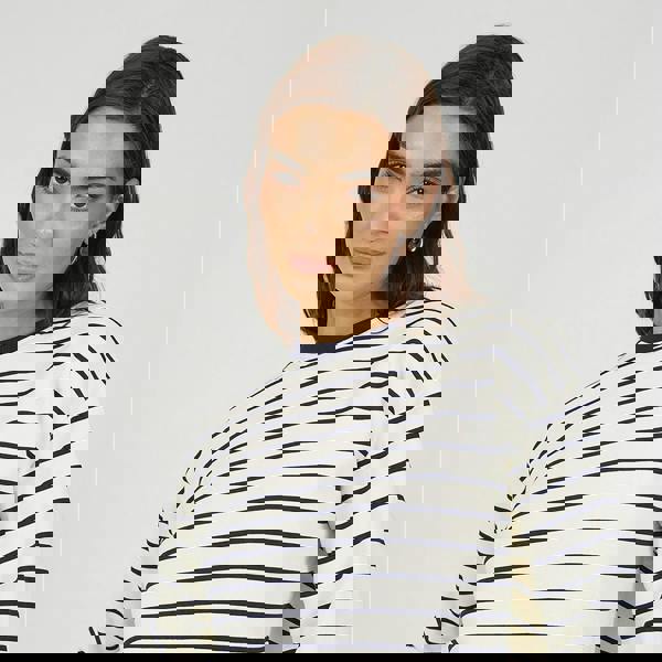 Brave Soul Navy Classic Stripe Crew Neck Sweatshirt - Navy Image 4