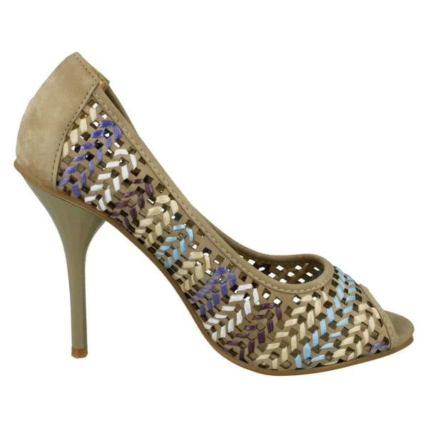 Spot On Ladies Spot On Heeled Peep Toe Court Shoe