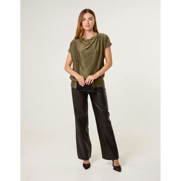Blue Vanilla Lurex Cowl Neck Draped Top