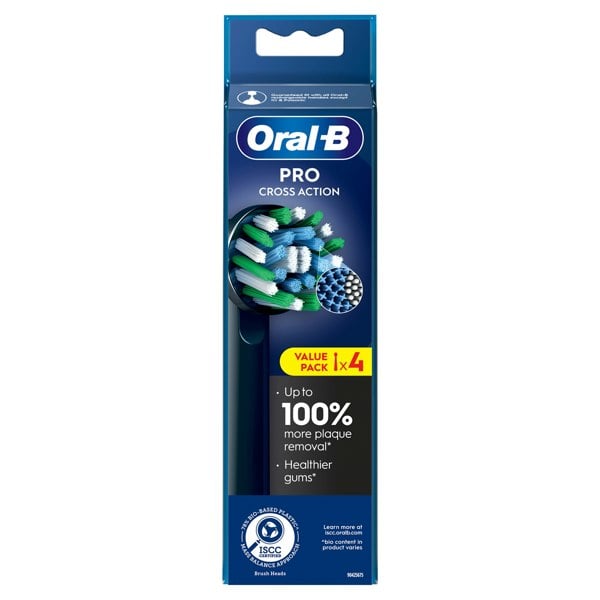 Oral-B Pro Cross Action Black Toothbrush Heads, 4 Counts