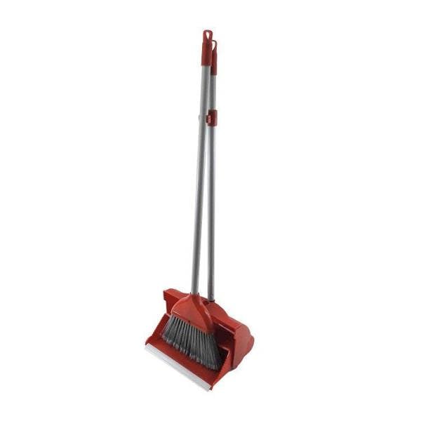 Leecroft Self Closing Dustpan & Brush Red - One Colour - 
