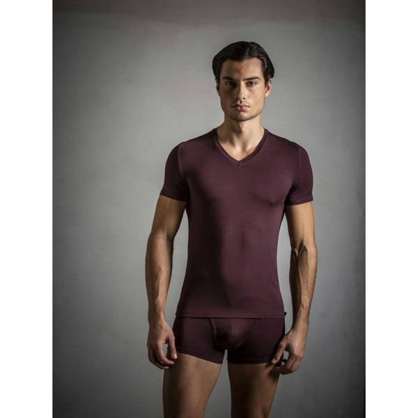 Hom Tencel Soft V-Neck T-Shirt, Burgundy