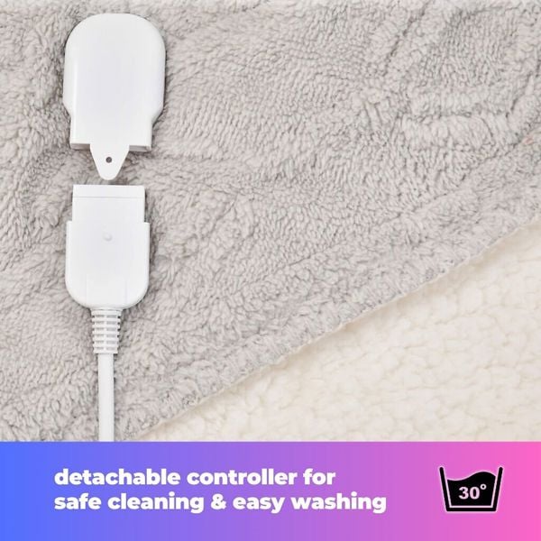 GlamHaus Heated Electric Throw Blanket - Luxurious & Soft Design - 9 Temperature Settings & 9-Hour Timer