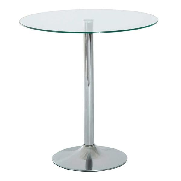 Bobobiy Round Dining Table, Modern Dining Room Table with Tempered Glass Top, Steel Base, Space Saving Small Bar Table