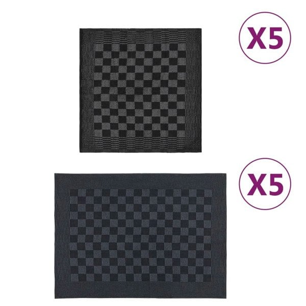 Berkfield 10 Piece Towel Set Black and Grey Cotton