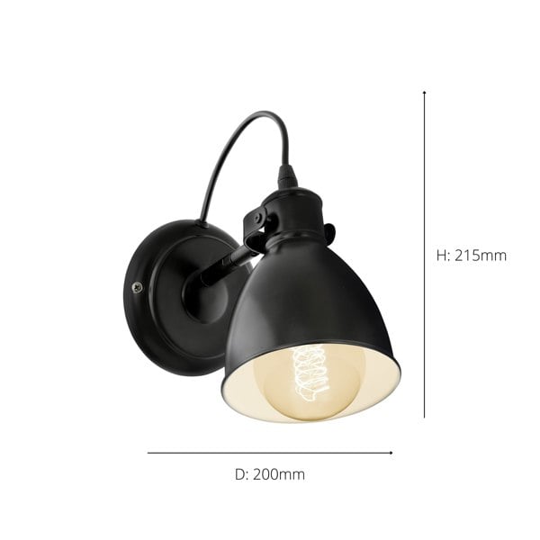 EGLO Priddy 1-Light Vintage Black And Crème Wall Light