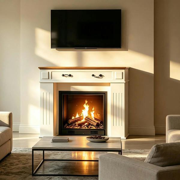 Gr8 Home Wooden Fireplace Surround with 3 Storage Cupboards