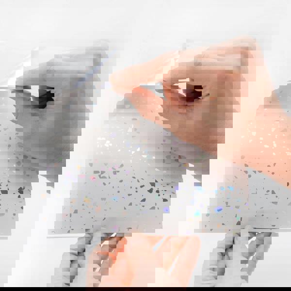 WT1604 - Terrazzo Holographic Glitter White Wall Tile Sticker Set - 15cm (6inch) - 24pcs one pack