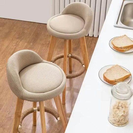 Havendro 2PCS Low Back Bar Stools Chair Kitchen Island Breakfast Bar Stools Wooden Frame