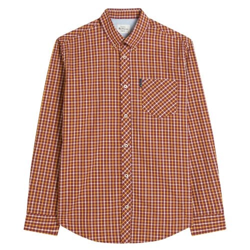 Ben Sherman Mens Signature House Check Long-Sleeved Shirt - Red