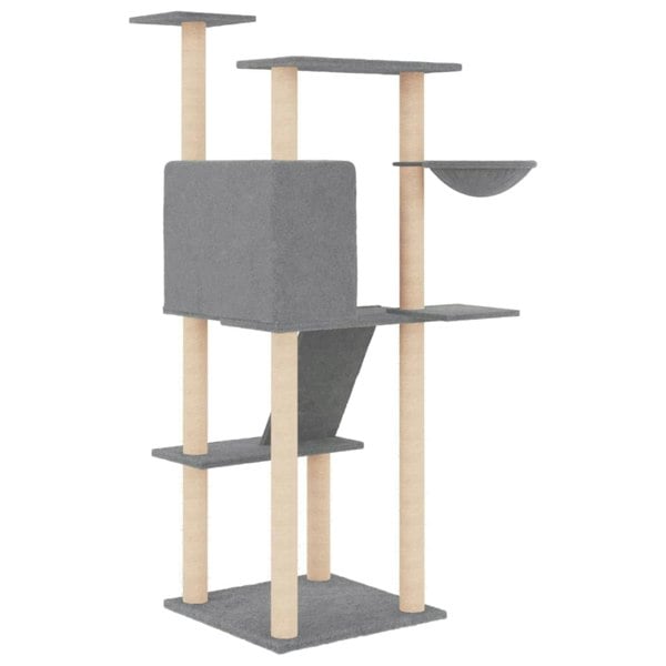 Berkfield Cat Tree with Sisal Scratching Posts Light Grey 143 cm
