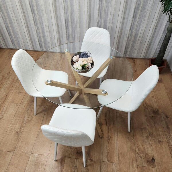 Kosy Koala Forest Round Glass Table + 4 white gem