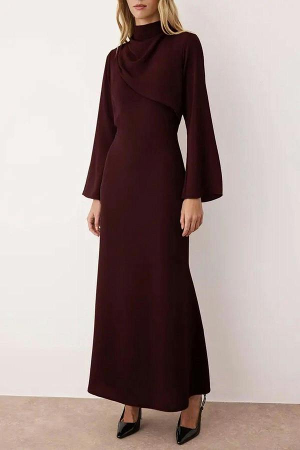 WOVCOR Drape Detail Woven Evening Dress