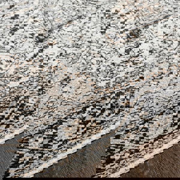 Livabliss Lavadora-Washable Black Beige Grey Traditional Vintage Boho Rug