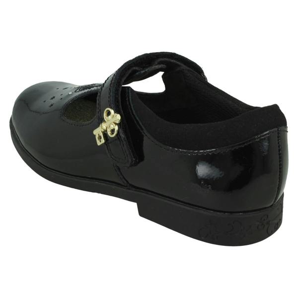 Clarks Girls Clarks Key Detail T-Bar School Shoes Lock Shine