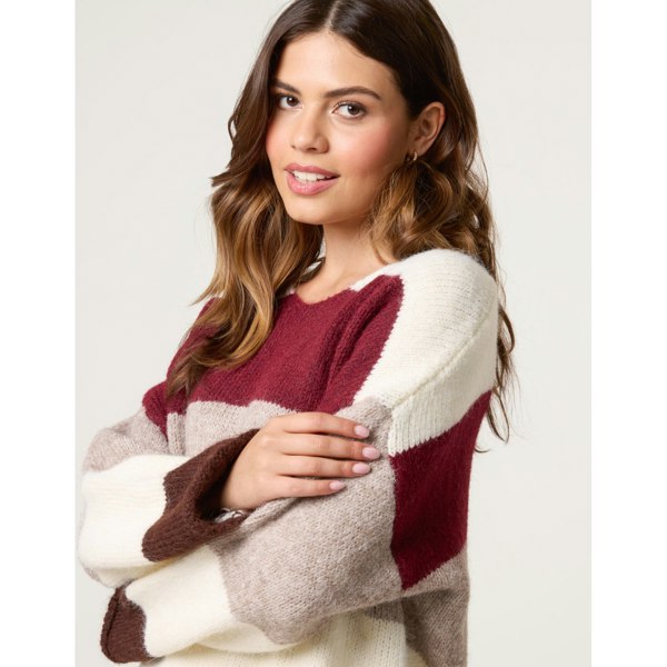 Blue Vanilla Colourful Stripped V Neck Jumper