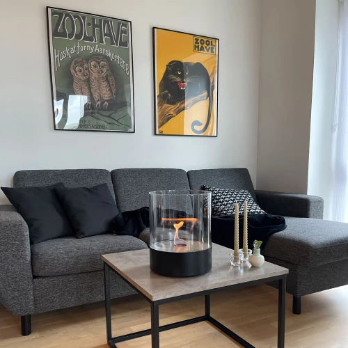 Scandi-Flames Southwark Black - Round Tabletop Bioethanol Fireplace
