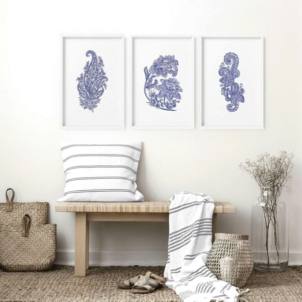 Framed pictures for living room walls | set of 3 wall art prints