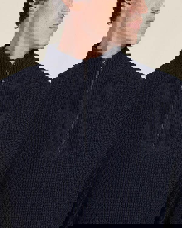 Larsson & Co Rib Panel Knitted 1/4 Zip Sweater