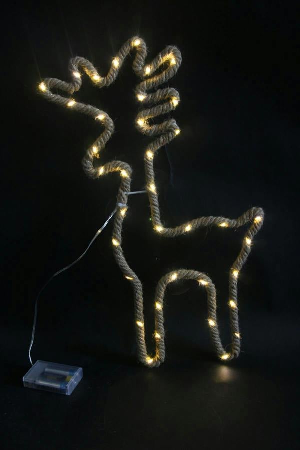 5cm Standing Reindeer Silhouette LED Hemp Rope Lights, Warm White Battery Operated Decorative Accent image 8