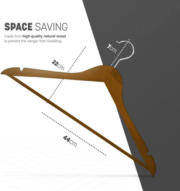 Dyzi 20 Pack Wooden Clothes Hangers With Non Slip Bar