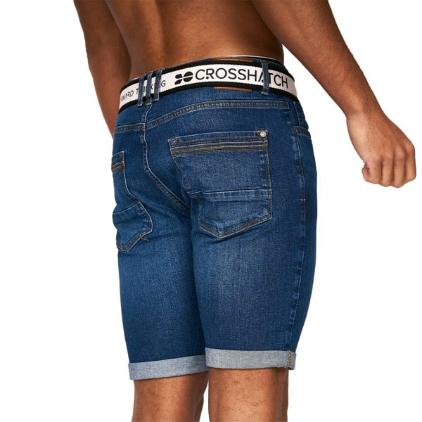 Crosshatch Mens Reestier Denim Shorts - Mid Wash