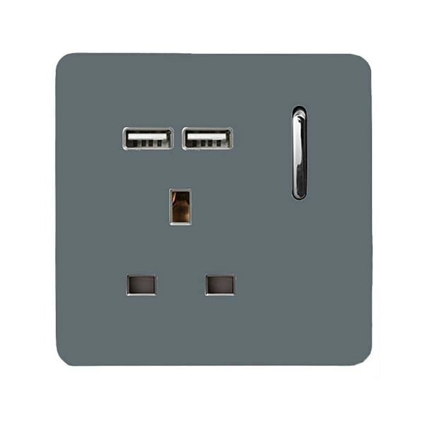 Trendi Switch 1 Gang USB 2100mA Plug Socket in Warm Grey