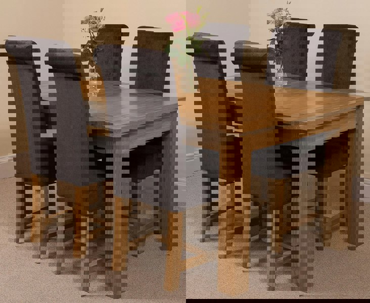 That's Furniture Seattle Oak Extending Dining Table with Washington Fabric Chairs