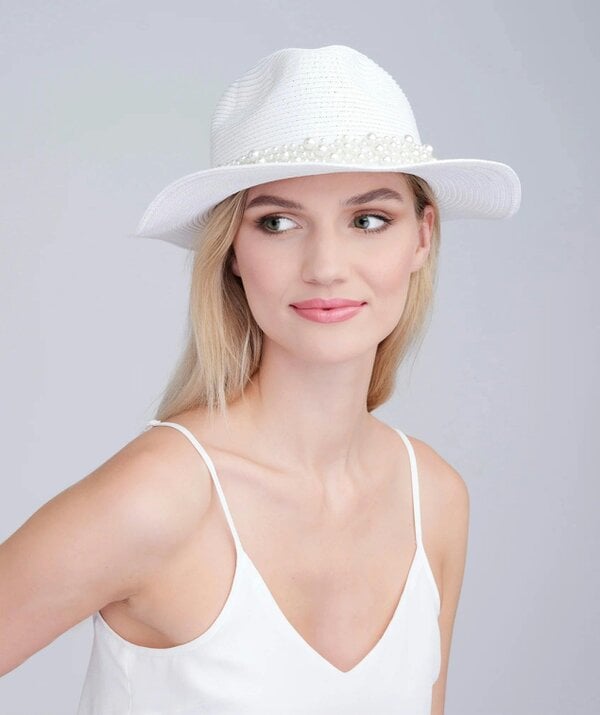 Pia Rossini Verity - Pearl Trim Straw Fedora