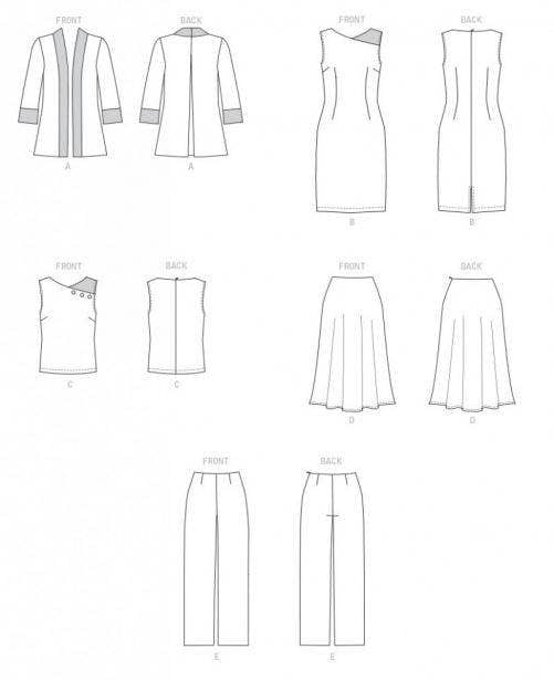 Butterick Sewing Pattern 6796, Jackets, Dresses, Tops, Skirts, Trousers, Suits for Women, A5 (6-8-10-12-14) - Intermediate