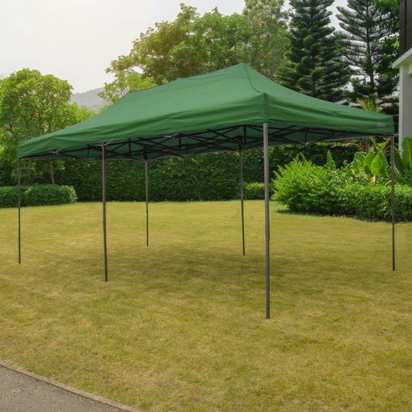 3x6m Pop-Up Gazebo - GREEN Heavy Duty Frame & Water Resistant - Garden Pavillion - LoopsDirect