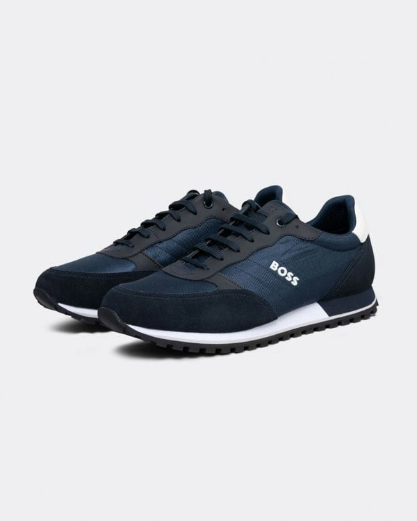 BOSS Orange Parkour L Mens Running Style Trainers In Mixed Materials With Logo Details NOS - Dark Blue 401