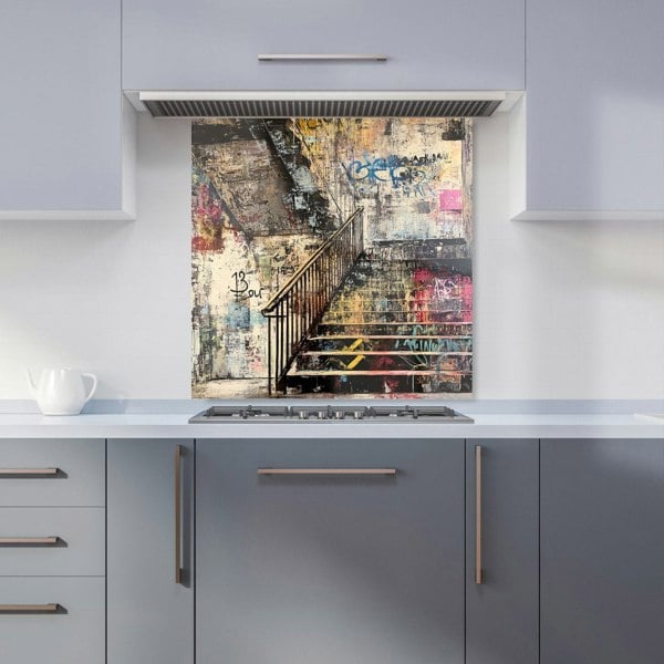 Warren Reed Urban Apartment Building Stairs Graffiti Glass Kitchen Splashback - 00026